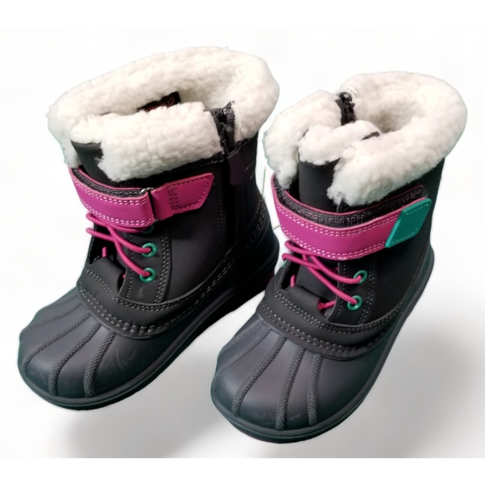 Cat & Jack Gray and Pink Kids Snow Boots